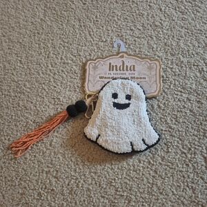 India Handmade Wandering Moon Beaded Ghost Pouch NWT
